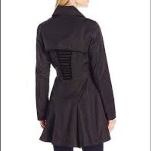 Betsey Johnson trench lined corset velvet raincoat